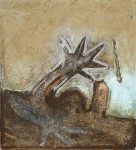 Sergio Nannicola - "Le mani" 1984 - Tecnica mista materica su tavoletta, cm. 78 x 71 - Collezione Archivio Crispolti
